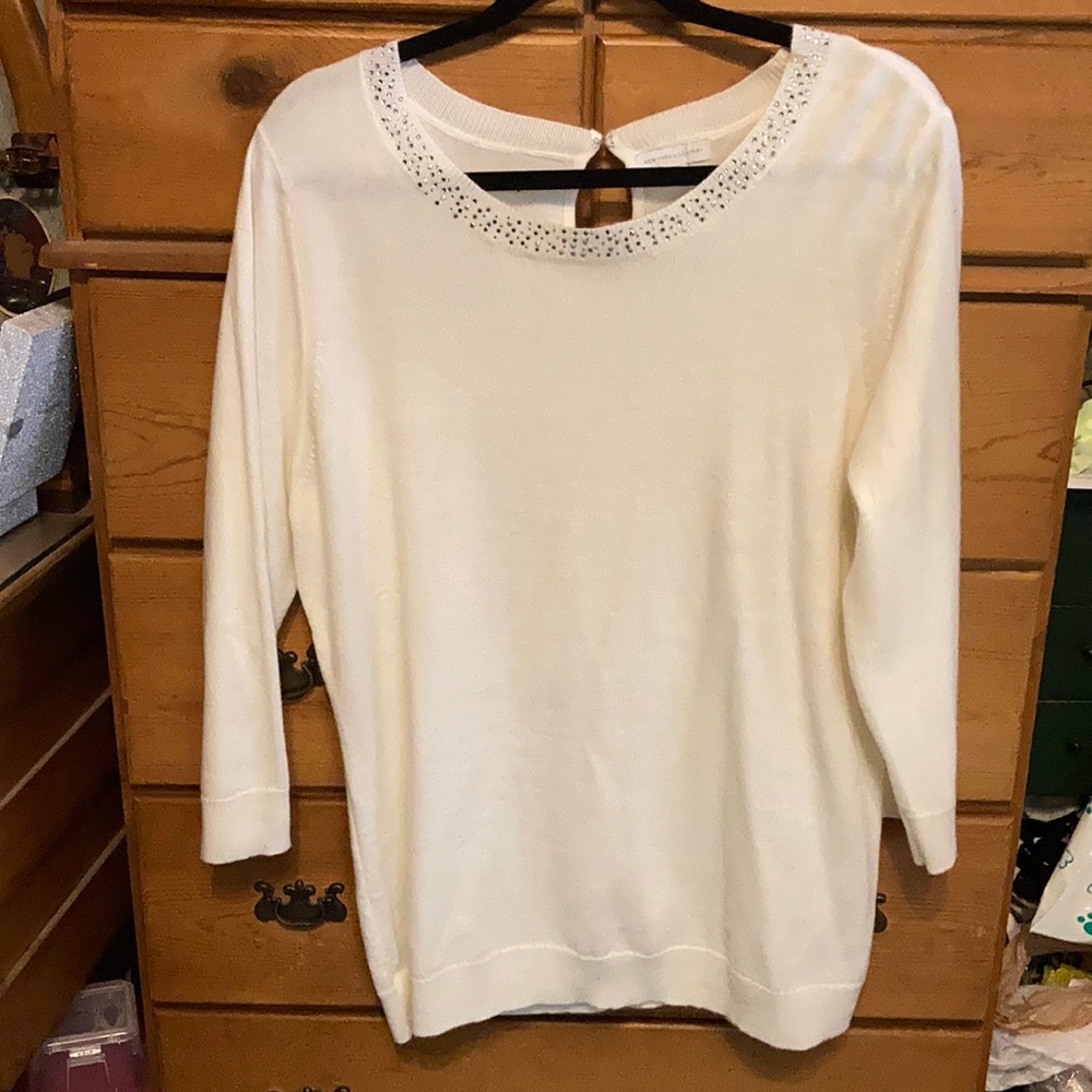 New York & Company XL sweater with tiny silver rhinestones on the collar